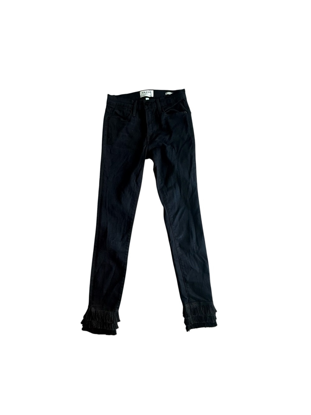 Frame Lee Denim Dark Navy Skinny High Jeans with  Fringe Hem Size 24